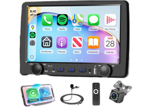 Rimoody Single Din Car Stereo with Wireless Carplay & Android Auto, 9 Inch Touchscreen Car Audio Receiver, Mirror Link, Bluetooth Handsfree/FM/, Backup Camera, SWC, USB/Type-C, EQ, Remote Control Rimoody Single Din Car Stereo with Wireless Carplay & Android Auto, 9 Inch Touchscreen Car Audio Receiver, Mirror Link, Bluetooth Handsfree/FM/, Backup Camera, SWC, USB/Type-C, EQ, Remote Control