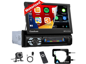UNITOPSCI Single Din Touch Screen Car Stereo with Apple CarPlay Android Auto, 7 Inch Motorized Flip Out Bluetooth Car Radio FM AUX/USB/TF Card Input Mirror Link SWC with Backup Camera Remote Control UNITOPSCI Single Din Touch Screen Car Stereo with Apple CarPlay Android Auto, 7 Inch Motorized Flip Out Bluetooth Car Radio FM AUX/USB/TF Card Input Mirror Link SWC with Backup Camera Remote Control