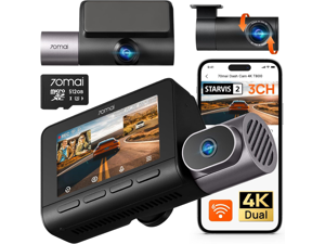 70mai 4K T800 3 Channel Dash Cam, Dash Cam Front and Rear Inside(2160P+2160P+1080P), STARVIS 2 IMX678, HDR Night Vision, Dash Camera for Cars with 512GB Card, WiFi 6, 4G LTE, ADAS, 24H Parking Mode 70mai 4K T800 3 Channel Dash Cam, Dash Cam Front and Rear Inside(2160P+2160P+1080P), STARVIS 2 IMX678, HDR Night Vision, Dash Camera for Cars with 512GB Card, WiFi 6, 4G LTE, ADAS, 24H Parking Mode