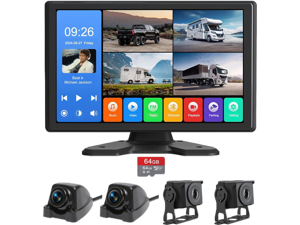 4 Channel Backup Camera System,Touchable 10.26 inch Monitor with DVR Stereo, 64GB Card, IP69 Waterproof, Nightvision 1080P Backup Camera for RV/Truck/Trailer Pickup,Rear Side Front Wired System 4 Channel Backup Camera System,Touchable 10.26 inch Monitor with DVR Stereo, 64GB Card, IP69 Waterproof, Nightvision 1080P Backup Camera for RV/Truck/Trailer Pickup,Rear Side Front Wired System