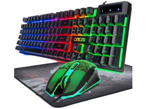 Keyboard and Mouse Gaming LED Wired Combo with Emitting Character Keyboard 4800DPI 2 Side Button USB Mouse Rainbow Backlit Mechanical Feeling Compatible with PC Raspberry Pi Mac Xbox one ps4 Keyboard and Mouse Gaming LED Wired Combo with Emitting Character Keyboard 4800DPI 2 Side Button USB Mouse Rainbow Backlit Mechanical Feeling Compatible with PC Raspberry Pi Mac Xbox one ps4
