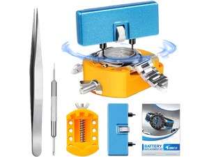 Watch Battery Replacement Tool Kit, Watch Wrench Back Remover for Rotate Open Watch Cover, Watch Case Opener Set with Watch Back Remover Holder, Only for Grooved Watches Watch Battery Replacement Tool Kit, Watch Wrench Back Remover for Rotate Open Watch Cover, Watch Case Opener Set with Watch Back Remover Holder, Only for Grooved Watches