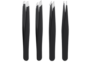 4 PCS Stainless Steel Tweezers Set Black 4 PCS Stainless Steel Tweezers Set Black