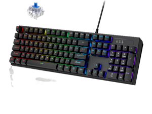 RGB Mechanical Gaming Keyboard, 104-Key Full Size Wired USB Keyboard with Blue Switch, Anti-Ghosting Keys, Spill-Resistant Design, Durable ABS Keycaps, Computer Keyboard for PC Mac Xbox Gaming RGB Mechanical Gaming Keyboard, 104-Key Full Size Wired USB Keyboard with Blue Switch, Anti-Ghosting Keys, Spill-Resistant Design, Durable ABS Keycaps, Computer Keyboard for PC Mac Xbox Gaming