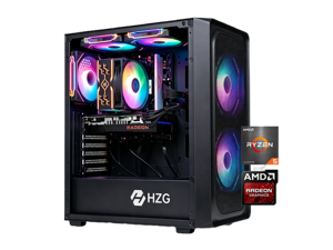 HZG M500 Prebuilt Gaming Desktop PC - AMD Ryzen 5 5600, Radeon RX 6600 8GB, 16GB DDR4 RAM, 1TB NVMe SSD, Wi-Fi 6, ARGB Cooling, Windows 11 HZG M500 Prebuilt Gaming Desktop PC - AMD Ryzen 5 5600, Radeon RX 6600 8GB, 16GB DDR4 RAM, 1TB NVMe SSD, Wi-Fi 6, ARGB Cooling, Windows 11