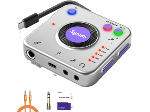 Synido Portable Guitar Audio Interface, 24-bit/96kHZ Audio Adapter with USB-C, Inst./Headphone Ports for Live Streaming, Music Recording Equipment for iPad/iPhone/Android/Mac/PC/Laptop, (A20) Synido Portable Guitar Audio Interface, 24-bit/96kHZ Audio Adapter with USB-C, Inst./Headphone Ports for Live Streaming, Music Recording Equipment for iPad/iPhone/Android/Mac/PC/Laptop, (A20)