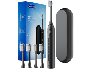 Black Electric Toothbrushes, with 4 Brush Heads, 1 Travel Toothbrush Case, for Adults and Kid Electric Toothbrush, Long 180-Day Battery Life, 6 Modes, IPX7 Waterproof, Smart 2-Minute Timer. Black Electric Toothbrushes, with 4 Brush Heads, 1 Travel Toothbrush Case, for Adults and Kid Electric Toothbrush, Long 180-Day Battery Life, 6 Modes, IPX7 Waterproof, Smart 2-Minute Timer.