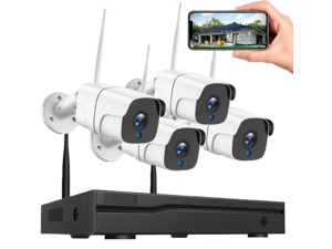 Wireless Security Camera System, with 8CH 4K NVR (500GB HDD Pre-Installed) & 4X 2MP Night Vision WiFi Cameras - Expandable to 8 Cameras, Indoor/Outdoor Security, Motion Alerts, H.265+ Wireless Security Camera System, with 8CH 4K NVR (500GB HDD Pre-Installed) & 4X 2MP Night Vision WiFi Cameras - Expandable to 8 Cameras, Indoor/Outdoor Security, Motion Alerts, H.265+
