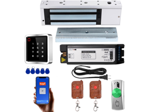Access Control System Kit with IP68 Waterproof Metal Touch Keypad, 1200LB Magnetic Lock, Zinc Alloy Exit Button, 2 Remote Controls and Tuya App Remote Access Access Control System Kit with IP68 Waterproof Metal Touch Keypad, 1200LB Magnetic Lock, Zinc Alloy Exit Button, 2 Remote Controls and Tuya App Remote Access