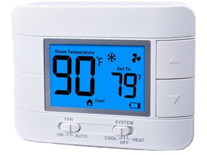 Non Programmable Thermostat for Home - Single Stage 1H/1C, with Room Temperature & Humidity Display and Large Blue LCD Non Programmable Thermostat for Home - Single Stage 1H/1C, with Room Temperature & Humidity Display and Large Blue LCD