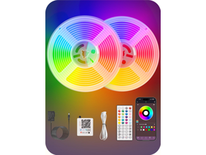 Neon Rope Lights, 32.8Ft RGB LED Strip Lights - App & Remote Control, Music Sync, IP67 Waterproof, Flexible Neon Lights for Bedroom, Gaming, Party, Outdoor Decor, Multiple Modes Neon Rope Lights, 32.8Ft RGB LED Strip Lights - App & Remote Control, Music Sync, IP67 Waterproof, Flexible Neon Lights for Bedroom, Gaming, Party, Outdoor Decor, Multiple Modes