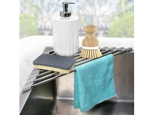 Corner Sink Caddy Triangle Dish Drying Rack for Sink Corner, Sponge Holder Roll Up Dish Drying Rack Over The Sink, Stainless Steel Kitchen Sink Organizer Drainer Mat Sponge Caddy for Counter Storage Corner Sink Caddy Triangle Dish Drying Rack for Sink Corner, Sponge Holder Roll Up Dish Drying Rack Over The Sink, Stainless Steel Kitchen Sink Organizer Drainer Mat Sponge Caddy for Counter Storage