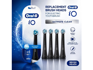 Oral-B iO Ultimate Clean Replacement Brush Heads, 4 Count Black, Refills Only Compatible with Oral-B iO Series Electric Toothbrushes Oral-B iO Ultimate Clean Replacement Brush Heads, 4 Count Black, Refills Only Compatible with Oral-B iO Series Electric Toothbrushes