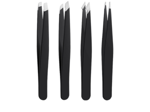4 PCS Stainless Steel Tweezers Set Black 4 PCS Stainless Steel Tweezers Set Black