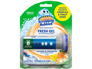 Fresh Gel Toilet Bowl Cleaning Stamps, Helps Keep Toilet Clean and Helps Prevent Limescale & Rings, Citrus Scent, 1 Dispenser with 6 Fresh Gel Stamps Fresh Gel Toilet Bowl Cleaning Stamps, Helps Keep Toilet Clean and Helps Prevent Limescale & Rings, Citrus Scent, 1 Dispenser with 6 Fresh Gel Stamps