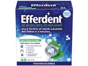 Denture Cleaner Tablets Dental Appliances, Aligners, Mouth Guard, and Retainer Cleaner Tablets, Minty Fresh & Clean, 44 Count Denture Cleaner Tablets Dental Appliances, Aligners, Mouth Guard, and Retainer Cleaner Tablets, Minty Fresh & Clean, 44 Count