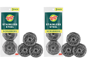 Stainless Steel Scrubber for Cleaning Kitchen, Household, and Dishes - 3 Scrubbers (Pack of 2) Stainless Steel Scrubber for Cleaning Kitchen, Household, and Dishes - 3 Scrubbers (Pack of 2)