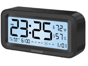 Night Light Digital Alarm Clock Battery Operated with Indoor Temperature Humidity, Desk Small Clock,Snooze Model,12/24H Display for Bedrooms Heavy Sleepers Kids Travel Bathroom (Black) Night Light Digital Alarm Clock Battery Operated with Indoor Temperature Humidity, Desk Small Clock,Snooze Model,12/24H Display for Bedrooms Heavy Sleepers Kids Travel Bathroom (Black)