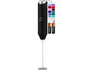 Milk Frother Handheld - Mini Frother Wand, Milk Mixer, Drink Whisk for Coffee, Matcha Essentials & More, Stick Frother for Protein Shakes, Froster Mixer - AA Batteries Included - Black Milk Frother Handheld - Mini Frother Wand, Milk Mixer, Drink Whisk for Coffee, Matcha Essentials & More, Stick Frother for Protein Shakes, Froster Mixer - AA Batteries Included - Black