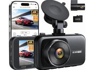 4K Dash Cam Front and Rear with 64GB Card, 5G WiFi & App Control | Full HD 3.0" IPS Screen Dash Camera for Cars with Night Vision, WDR, G-Sensor, Loop Recording & Parking Mode for Drivers 4K Dash Cam Front and Rear with 64GB Card, 5G WiFi & App Control | Full HD 3.0" IPS Screen Dash Camera for Cars with Night Vision, WDR, G-Sensor, Loop Recording & Parking Mode for Drivers