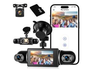 360°View 4 Channel Dash Cam, 2K+1080P Front and Rear Inside Left Right, 3 inch IPS Screen Dash Camera for Cars, WiFi/APP Control, Night Vision, 24H Parking Mode, 64GB TF Card, Loop Recordin 360°View 4 Channel Dash Cam, 2K+1080P Front and Rear Inside Left Right, 3 inch IPS Screen Dash Camera for Cars, WiFi/APP Control, Night Vision, 24H Parking Mode, 64GB TF Card, Loop Recordin
