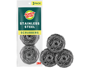 Stainless Steel Scrubbers, Scouring Pads for Cleaning Tough Baked-On Messes, Metal Scrubbers for Cleaning Dishes, 3 Scrub Pads Stainless Steel Scrubbers, Scouring Pads for Cleaning Tough Baked-On Messes, Metal Scrubbers for Cleaning Dishes, 3 Scrub Pads