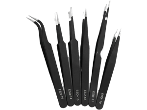 Rackii 6-Pcs Precision Tweezers Set, ESD Safe Stainless Steel Fine Tip Rackii 6-Pcs Precision Tweezers Set, ESD Safe Stainless Steel Fine Tip
