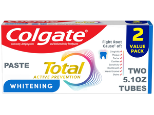 Total Whitening Toothpaste Paste, 5.1 oz, 2 Pack, Fluoride Antibacterial for Plaque, Gingivitis, Sensitivity, Stain Removal, Clinically Proven, Mint Total Whitening Toothpaste Paste, 5.1 oz, 2 Pack, Fluoride Antibacterial for Plaque, Gingivitis, Sensitivity, Stain Removal, Clinically Proven, Mint