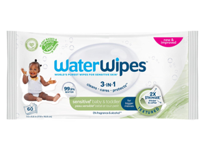 WaterWipes Sensitive+ Baby & Toddler Wipes, 3-In-1 Cleans, Cares, Protects, 99.9% Water, Textured Clean, Unscented & Hypoallergenic, 60 Count (1 Pack) WaterWipes Sensitive+ Baby & Toddler Wipes, 3-In-1 Cleans, Cares, Protects, 99.9% Water, Textured Clean, Unscented & Hypoallergenic, 60 Count (1 Pack)