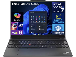 Lenovo ThinkPad E16 Gen 2 Business Laptop 16.0" IPS FHD Display (Intel Core Ultra 7 155U, 32GB DDR5, 1TB PCIe SSD, Intel Graphics, Backlit KB, Fingerprint, Thunderbolt 4, WiFi 6, Win 11 Home)