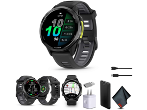 Garmin Forerunner 970 Running Smartwatch, GPS Fitness Smart Watch For Men And Women, Carbon Gray DLC Titanium with Black Case and Black/Translucent Whitestone Band , Bundle