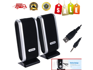2Pcs USB Power Wired Computer Speakers Stereo 3.5mm Jack For Desktop PC Laptop