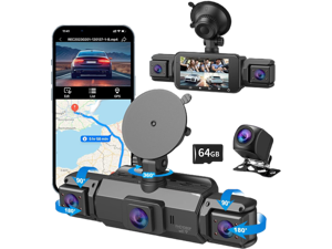 4 Channel Dash Cam, Front and Rear, 360 Dash Camera for Cars, 1080P FHD x4, Front 2K+1080P*2 Inside Camera, Built-in WiFi, GPS, Night Vision, 24/7 Recording Parking Mode Monitor, Free 64G Card 4 Channel Dash Cam, Front and Rear, 360 Dash Camera for Cars, 1080P FHD x4, Front 2K+1080P*2 Inside Camera, Built-in WiFi, GPS, Night Vision, 24/7 Recording Parking Mode Monitor, Free 64G Card