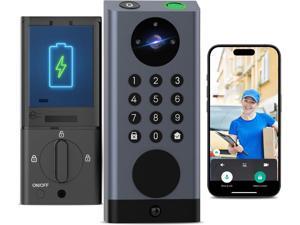 Smart Door Lock with Camera Deadbolt with Video Doorbell PIR Motion Detection Front Door Lock with Fingerprint Keypad Code Long-Lasting Battery Built-in Wi-Fi No hub Required No Drilling Smart Door Lock with Camera Deadbolt with Video Doorbell PIR Motion Detection Front Door Lock with Fingerprint Keypad Code Long-Lasting Battery Built-in Wi-Fi No hub Required No Drilling