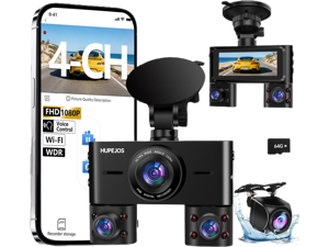 360° Dash Cam Front and Rear Inside, 4 Channel Dash Camera for Cars FHD 1080Px4, Built-in Wi-Fi, 3.16 IPS Screen, WDR Night Vision, Voice Control, Included 64GB Card, 24H Parking Mode 360° Dash Cam Front and Rear Inside, 4 Channel Dash Camera for Cars FHD 1080Px4, Built-in Wi-Fi, 3.16 IPS Screen, WDR Night Vision, Voice Control, Included 64GB Card, 24H Parking Mode