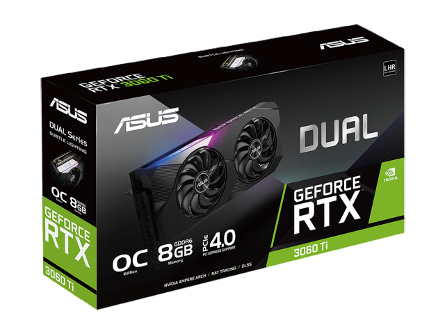 ASUS Dual GeForce RTX 3060 Ti V2 OC Edition 8GB GDDR6 PCI Express 4.0 Video Card DUAL-RTX3060TI-O8G-V2 (LHR)