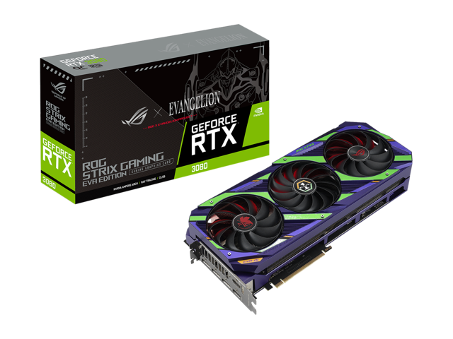 ASUS ROG Strix NVIDIA GeForce RTX 3080 OC EVA EDITION Gaming Graphics Card (PCIe 4.0, 12GB GDDR6X, HDMI 2.1, DisplayPort 1.4a, Axial-tech Fan Design, 2.9-slot, Super Alloy Power II, GPU Tweak), LHR