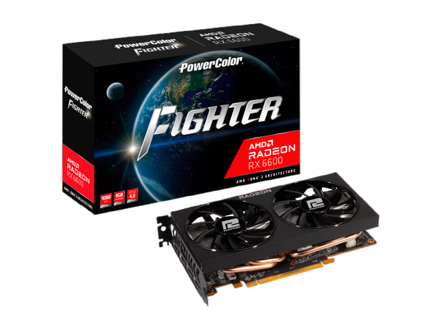 PowerColor Fighter Radeon RX 6600 8GB GDDR6 PCI Express 4.0 ATX Video Card AXRX 6600 8GBD6-3DH