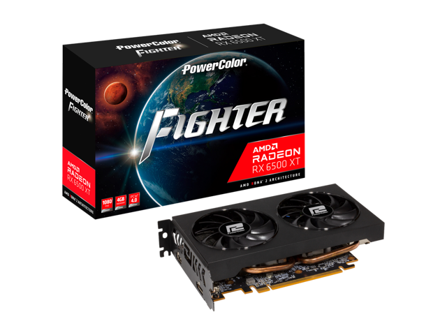 PowerColor Fighter Radeon RX 6500 XT 4GB GDDR6 PCI Express 4.0 ATX Video Card AXRX 6500XT 4GBD6-DH/OC