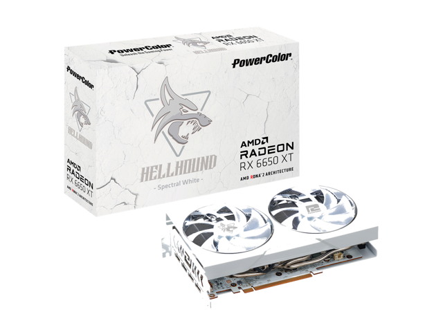 PowerColor Hellhound Spectral White Radeon RX 6650 XT 8GB GDDR6 PCI Express 4.0 ATX Video Card AXRX 6650XT 8GBD6-3DHLV2/OC