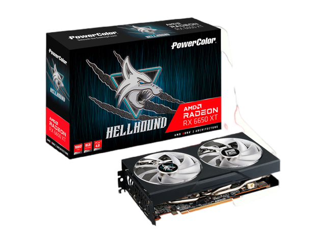 PowerColor Hellhound Radeon RX 6650 XT 8GB GDDR6 PCI Express 4.0 ATX Video Card AXRX 6650XT 8GBD6-3DHL/OC