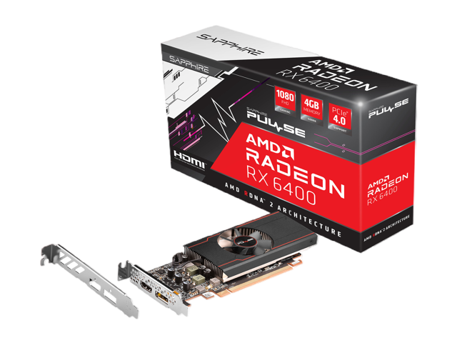 SAPPHIRE PULSE Radeon RX 6400 4GB GDDR6 PCI Express 4.0 Low Profile Video Card 11315-01-20G