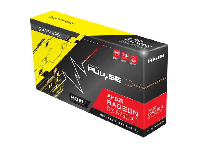SAPPHIRE PULSE Radeon RX 6750 XT 12GB GDDR6 PCI Express 4.0 ATX Video Card 11318-03-20G