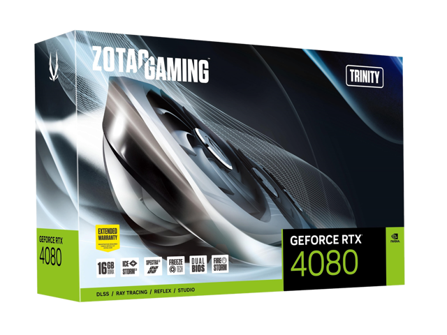 ZOTAC GAMING GeForce RTX 4080 16GB Trinity DLSS 3 16GB GDDR6X 256-bit 22.4 Gbps PCIE 4.0 Gaming Graphics Card, IceStorm 2.0 Advanced Cooling, SPECTRA 2.0 RGB Lighting, ZT-D40810D-10P
