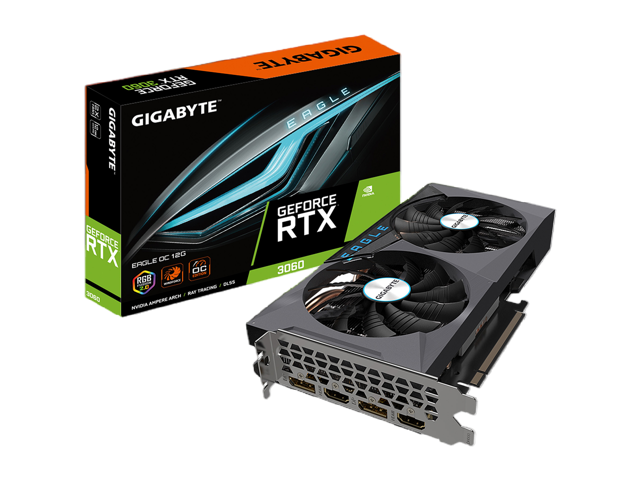 GIGABYTE Eagle OC GeForce RTX 3060 12GB GDDR6 PCI Express 4.0 ATX Video Card GV-N3060EAGLE OC-12GD (rev. 2.0) (LHR)