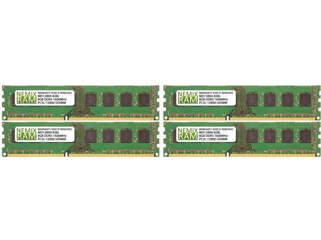 NEMIX RAM 32GB (4X8GB) DDR3 1600MHZ PC3-12800 2Rx8 1.35V 240-PIN Non-ECC UDIMM Unbuffered Desktop Memory KIT