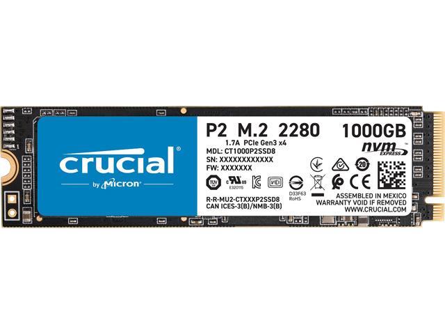 Crucial P2 1TB 3D NAND NVMe PCIe M.2 SSD Up to 2400 MB/s - CT1000P2SSD8