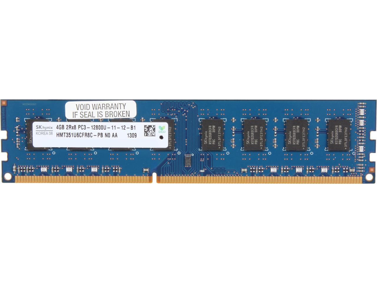 SK Hynix 4GB PC3-12800U 1600 MHz DDR3 SDRAM Desktop Memory HMT351U6CFR8C-PB RAM