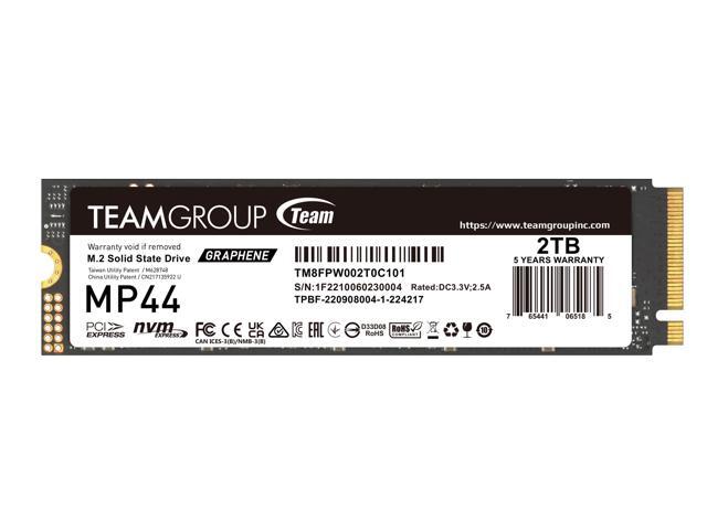 Team Group MP44 M.2 2280 2TB PCIe 4.0 x4 with NVMe Laptop & Desktop & NUC & NAS Internal Solid State Drive (SSD), (R/W Speed up to 7,400/7,000MB/s) TM8FPW002T0C101