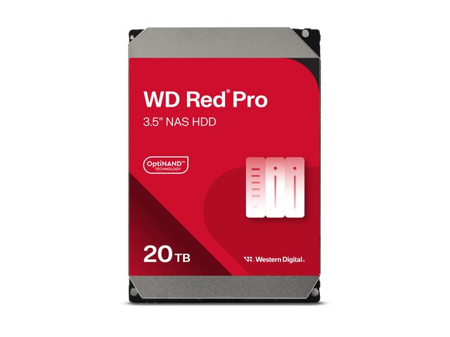 Western Digital 20TB WD Red Pro NAS Internal Hard Drive HDD - 7200 RPM, SATA 6 Gb/s, CMR, 512 MB Cache, 3.5" - WD201KFGX